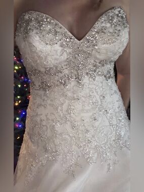 Vintage Y2K Mori Lee Ivory Lace Beaded Sequin Drop Waist Wedding Dress Size 12